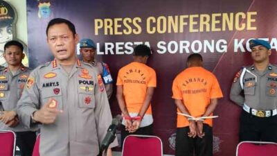Kapolresta Sorong Kota Kombes Pol Amry Siahaan saat Memberikan Keterangan Pers/Foto : Suzan