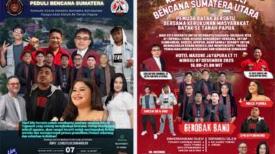 7 Desember, Komunitas Batak se-Tanah Papua Gelar Konser Amal Peduli Bencana Sumut