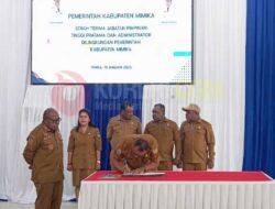 Sertijab Pejabat Tinggi Pratama Pemkab Mimika, Wabup Tekankan Dua Hal Ini