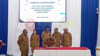 Sertijab Pejabat Tinggi Pratama Pemkab Mimika, Wabup Tekankan Dua Hal Ini