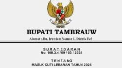 Surat Edaran Tambah Cuti Bupati Tambrauw