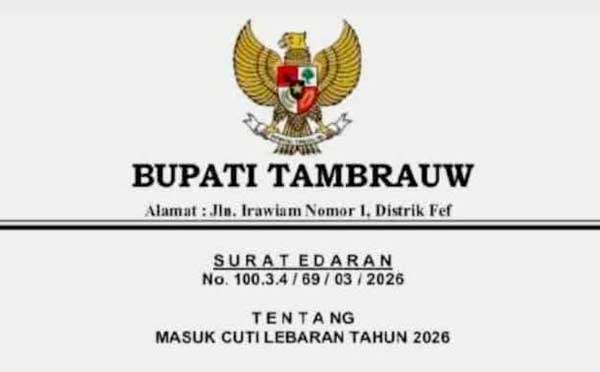 Surat Edaran Tambah Cuti Bupati Tambrauw