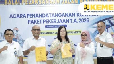 BPJN Maluku Teken Kontrak Penggantian Jembatan Wai Mert I 9 BPJN Mal Teken Kontrak Penggantian Jembatan Wai Mert I