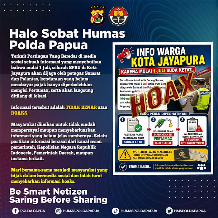 Soal Informasi Razia Pajak Kendaraan di SPBU Mulai 1 Juli, Begini Faktanya 2 Info Hoax Tarik Pajak SPBU