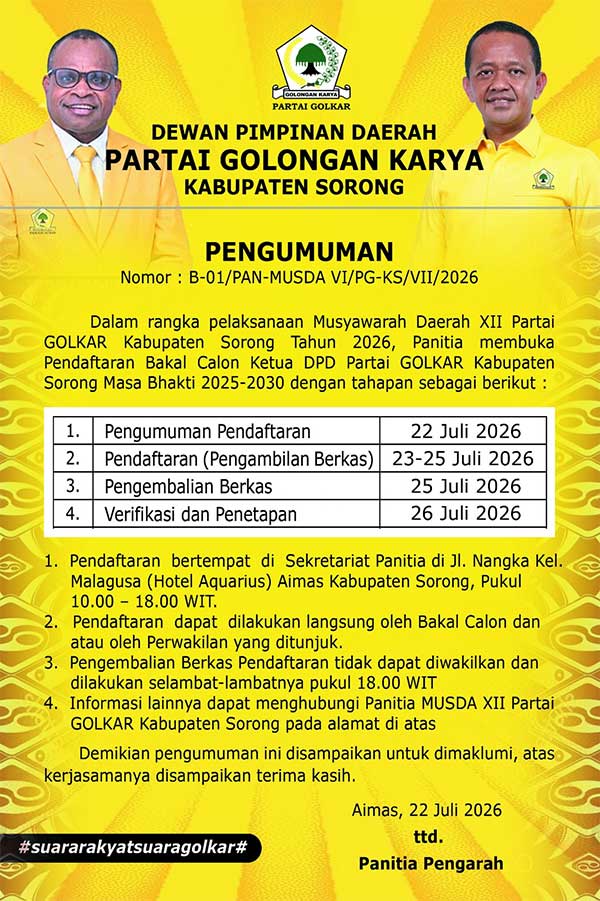 Musda XII Golkar Kabsor Digelar Pekan Depan, Pendaftaran Balon Ketua DPD II Resmi Dimulai 2 Golkar Kabsor Musda XII Pendaftaran Balon Ketua2