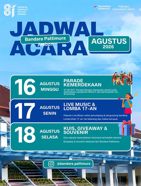 Bandara Pattimura Hadirkan Parade-Lomba HUT RI, Libatkan Pengguna Jasa: Ini Agendanya 2 Bandara PTM Ambon Agenda Kegiatan HUT RI