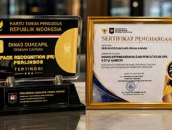 Disdukcapil Kota Ambon Raih Penghargaan Nasional Dukcapil Prima Award 2026