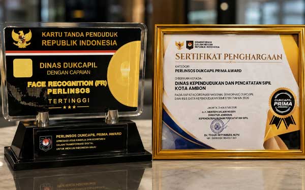Disdukcapil Kota Ambon Raih Penghargaan Nasional