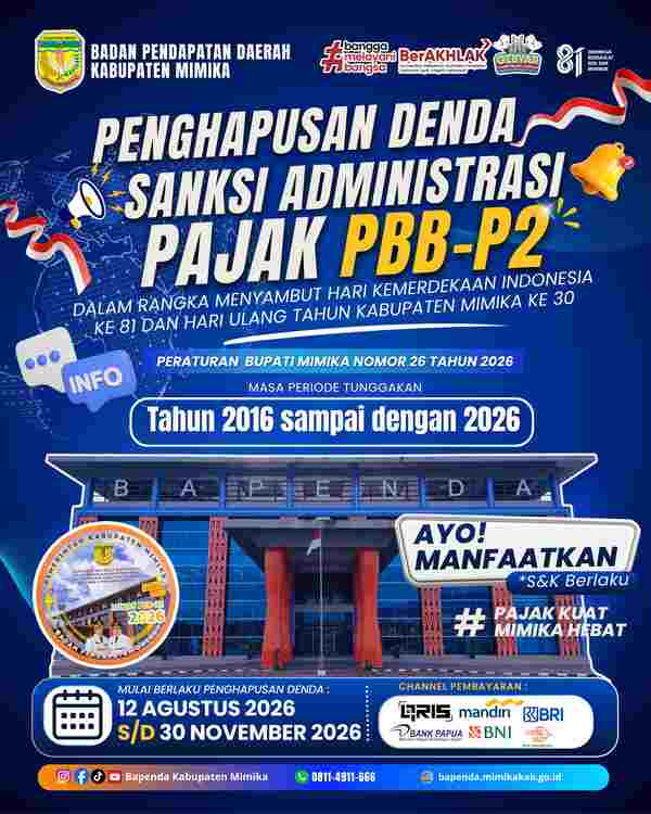 Bapenda Mimika Hapus Denda PBB-P2, Wajib Pajak Bisa Lunasi Tunggakan Tanpa Sanksi 2 IMG 20260812 WA0015