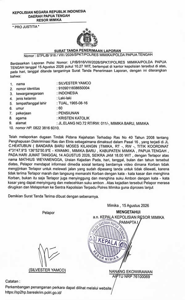 Oknum Anggota Fraksi PKB DPRK Mimika Resmi Dipolisikan 2 LP Ikemal Mimika polisikan Oknum PKB DPRK Mimika