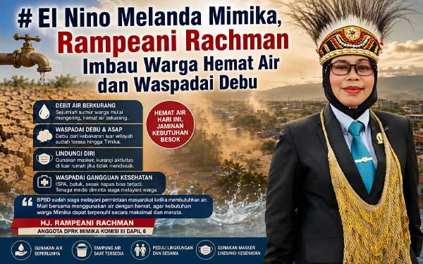 El Nino Landa Mimika, Legislator Rampeani Imbau Warga Hemat Air-Waspadai Debu 1 Rampeani Rachman. Waspada El Nino