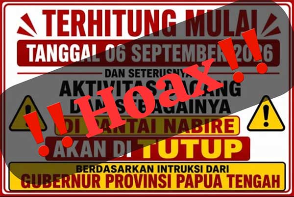 Info Hoaks Pantai Nabire Tutup