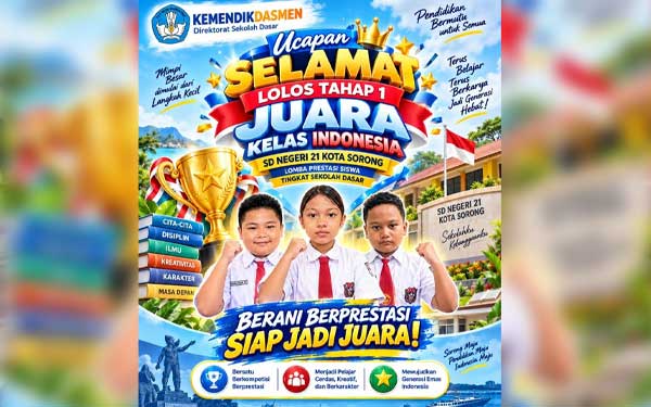 3 Siswa SDN 21 Kota Sorong Wakili PBD Incar Tiket Kompetisi Juara Kelas Indonesia