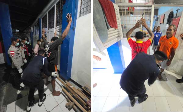 Deteksi Dini Gangguan Kamtib, Lapas Biak Razia Blok Hunian Bersama TNI/Polri 2 Lapas Biak Razia Gabungan3