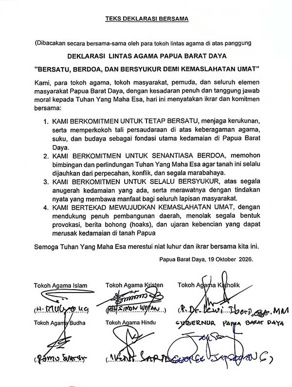 BMP PBD Gelar Doa Bersama Lintas Agama Mengusung Persatuan Toleransi 2 BMP PBD Gelar Doa Bersama Lintas Agama 2 Deklarasi