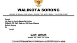 Edaran Walikota Sorong bELAJAR DARING