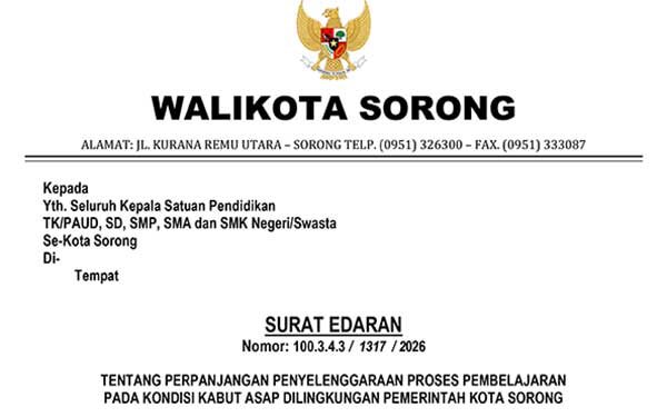 Pemkot Sorong Resmi Perpanjang Belajar Daring, Ini Penegasan Wali Kota !